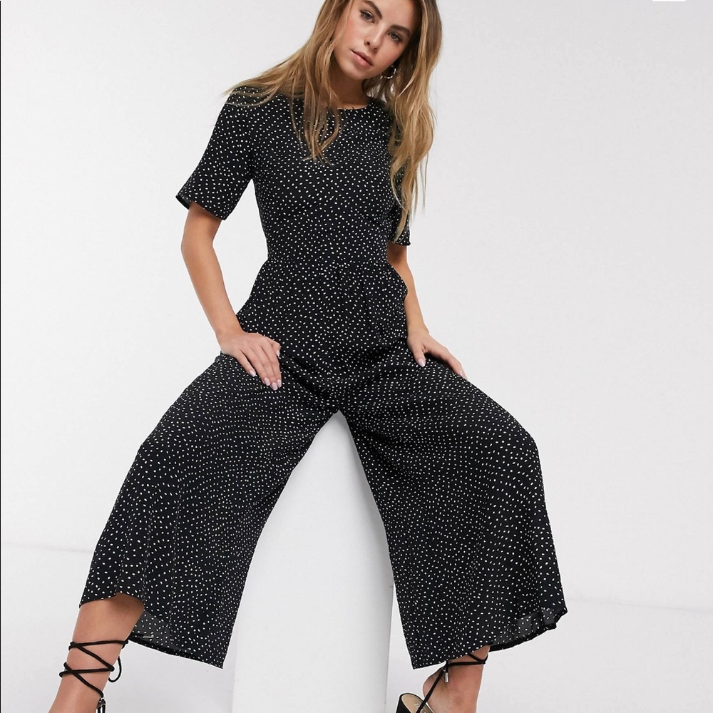 Black Polka Dot Wide-Leg Jumpsuit